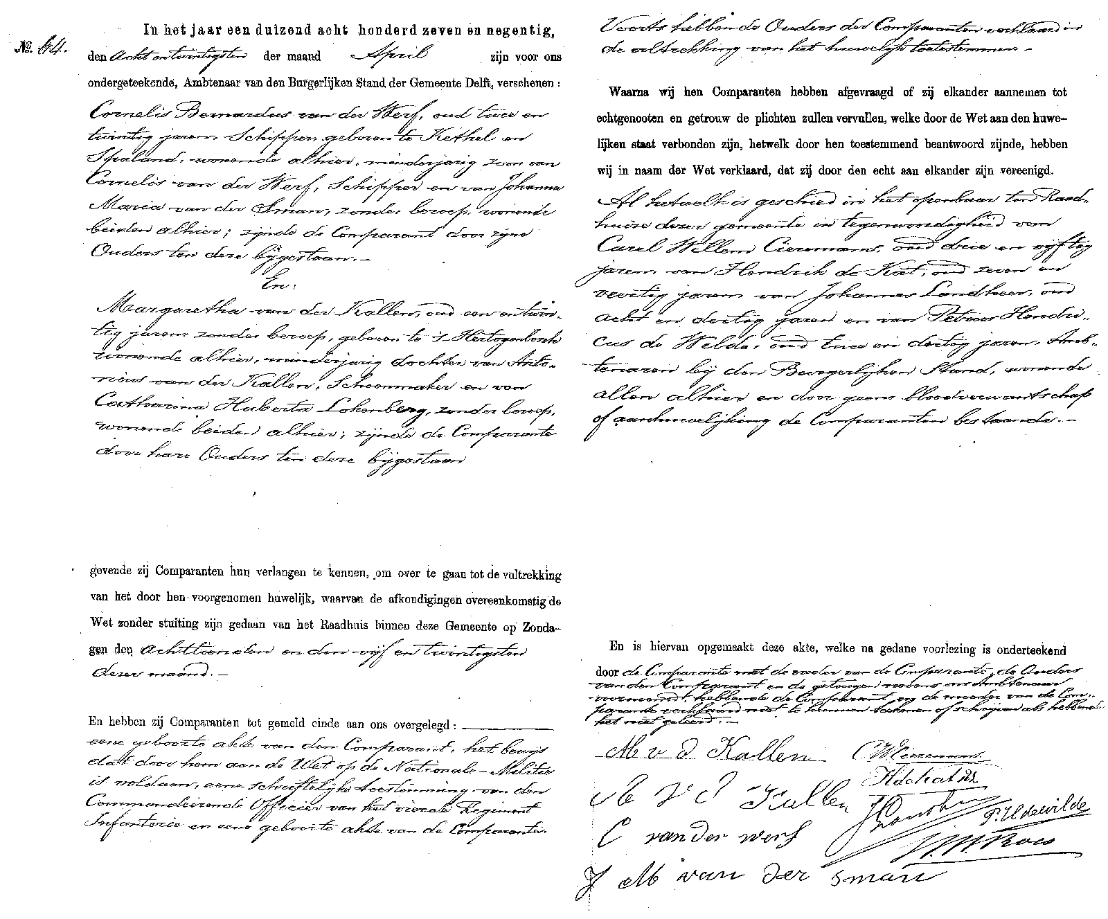 18970428 huw akte 64 Cornelis B vd Werf - Margaretha vd Kallen